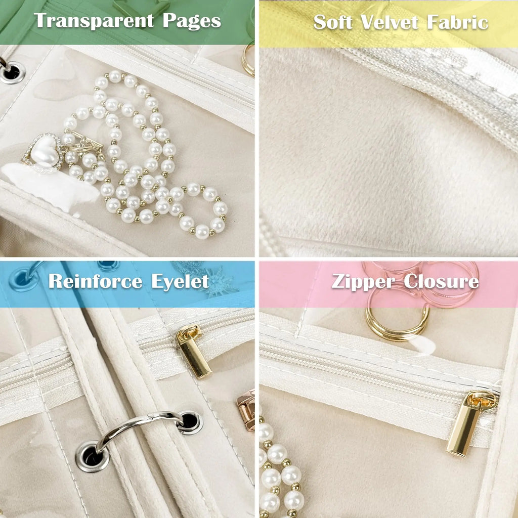 Travel Jewelry Organizer Case with Clear Zipper Pouches