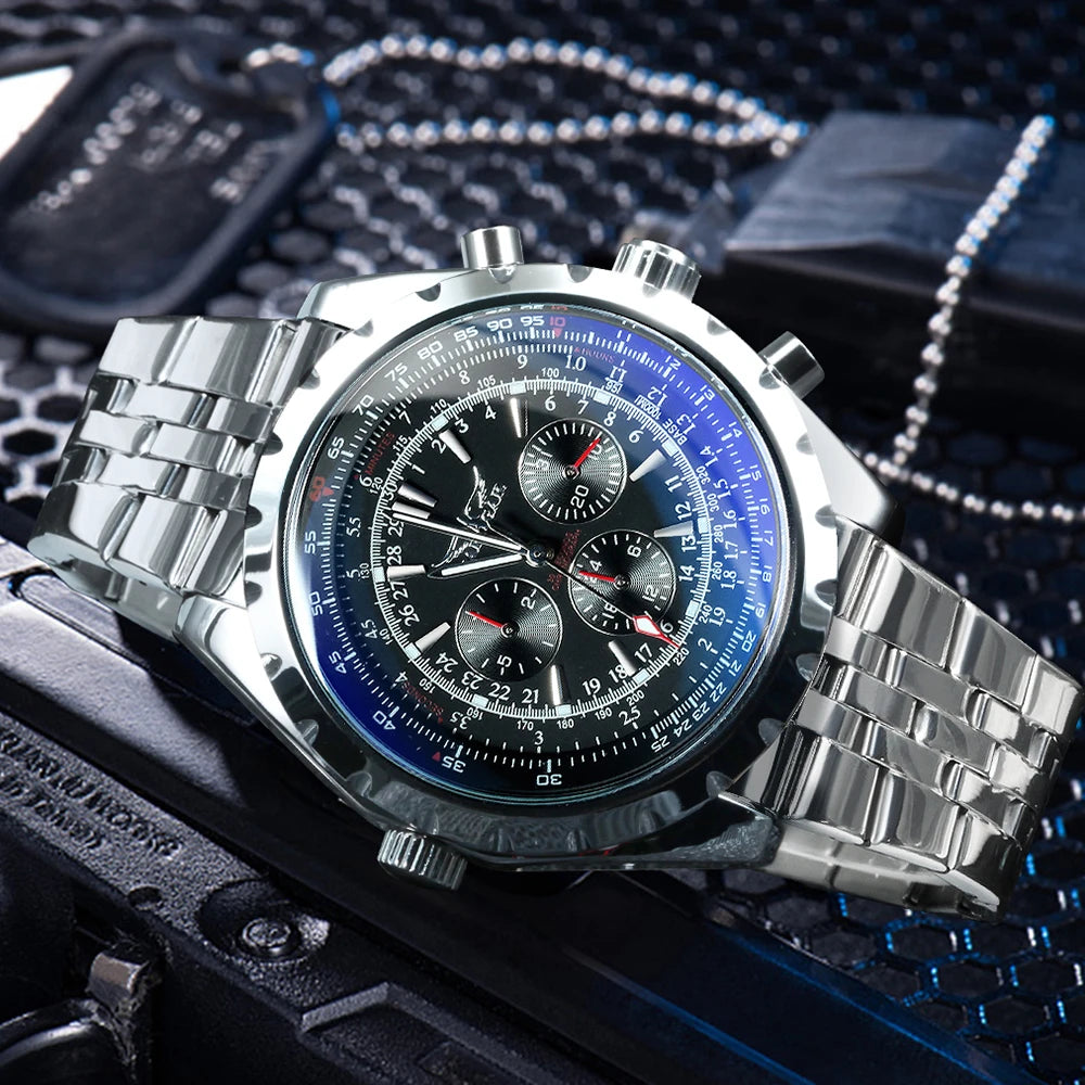 JARAGAR Men's Blue Accent Automatic Watch