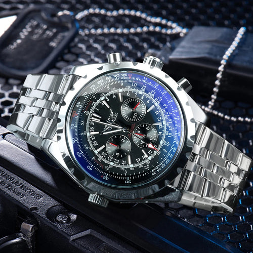 JARAGAR Men's Blue Accent Automatic Watch