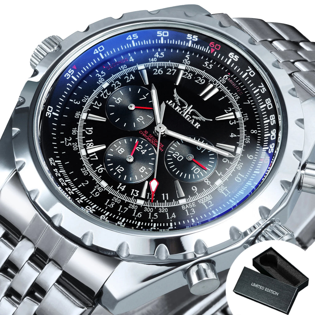 JARAGAR Men's Blue Accent Automatic Watch
