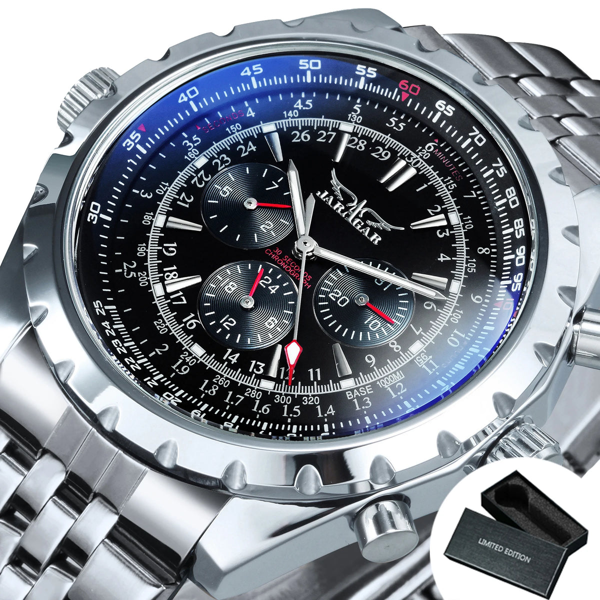 JARAGAR Men's Blue Accent Automatic Watch