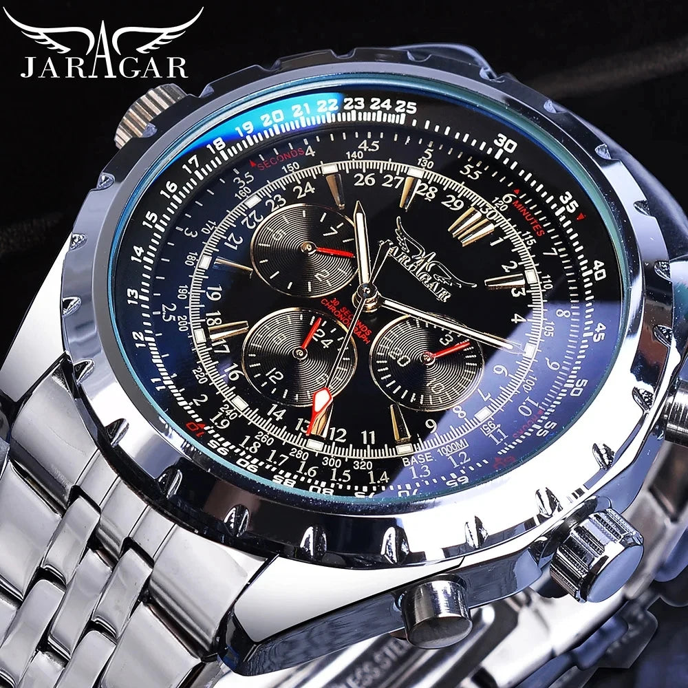 JARAGAR Men's Blue Accent Automatic Watch